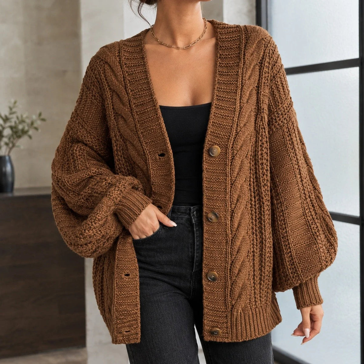 Chunky Cable Knit Cardigan