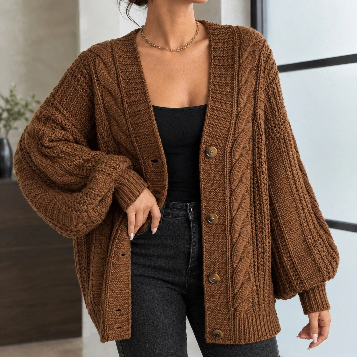 Chunky Cable Knit Cardigan