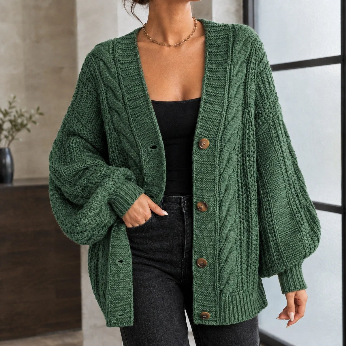 Chunky Cable Knit Cardigan