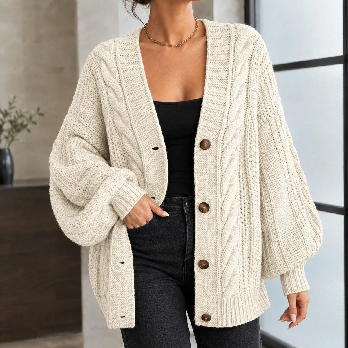 Chunky Cable Knit Cardigan