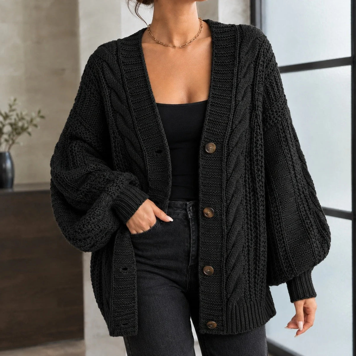 Chunky Cable Knit Cardigan