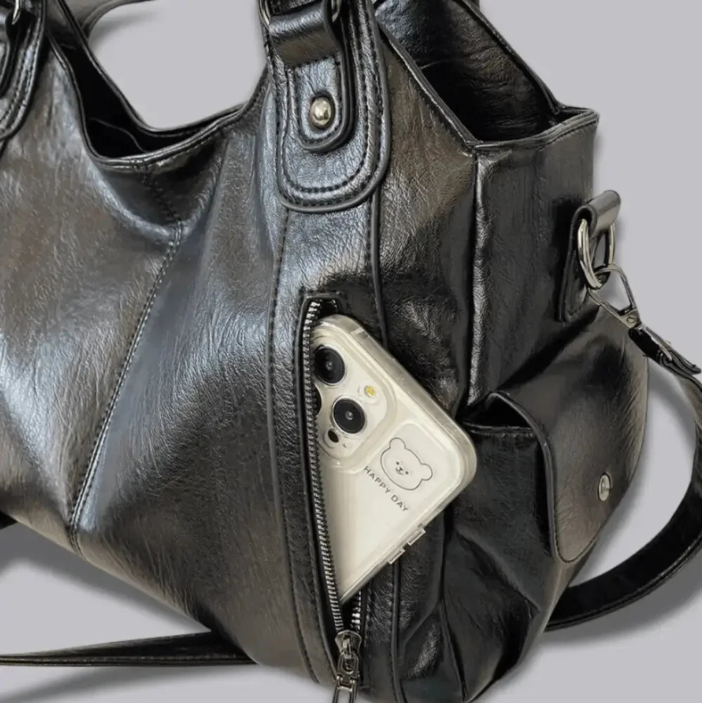 Slouchy Vegan Leather Shoulder Bag