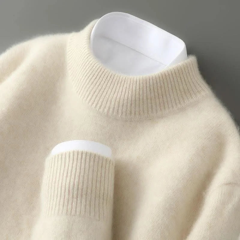 Cashmere Mock Neck Jumper – Cream