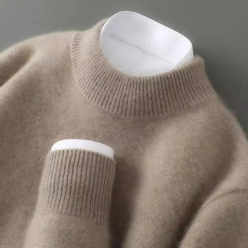 Cashmere Mock Neck Jumper – Brown