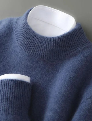 Cashmere Mock Neck Jumper – Blue