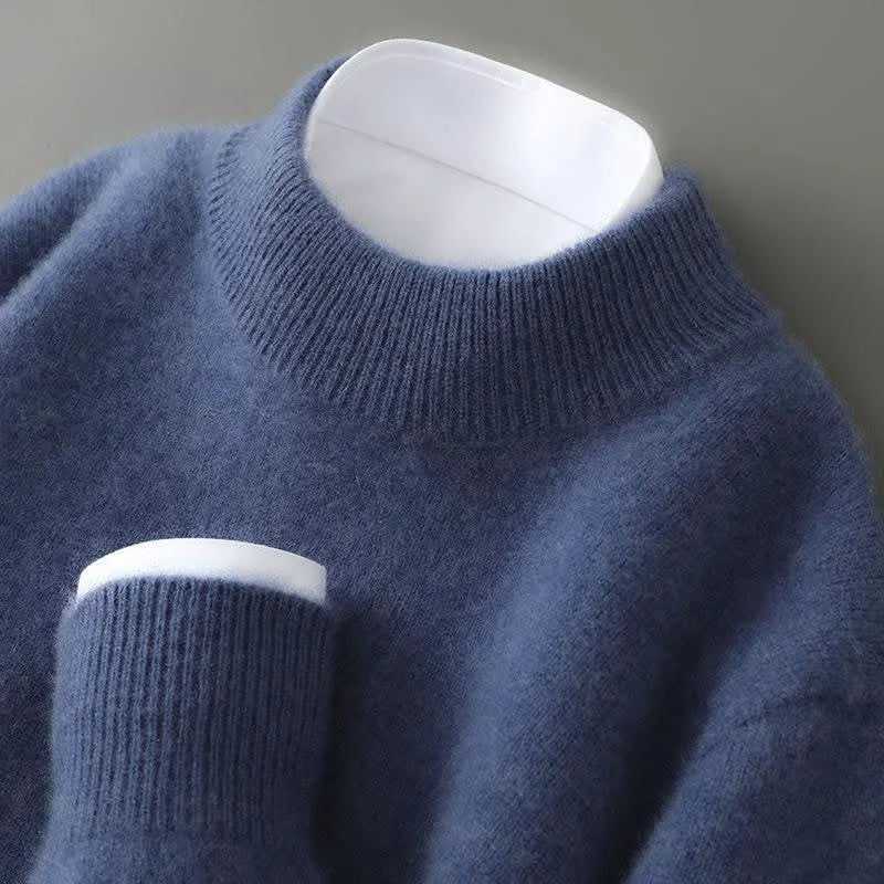 Cashmere Mock Neck Jumper – Blue