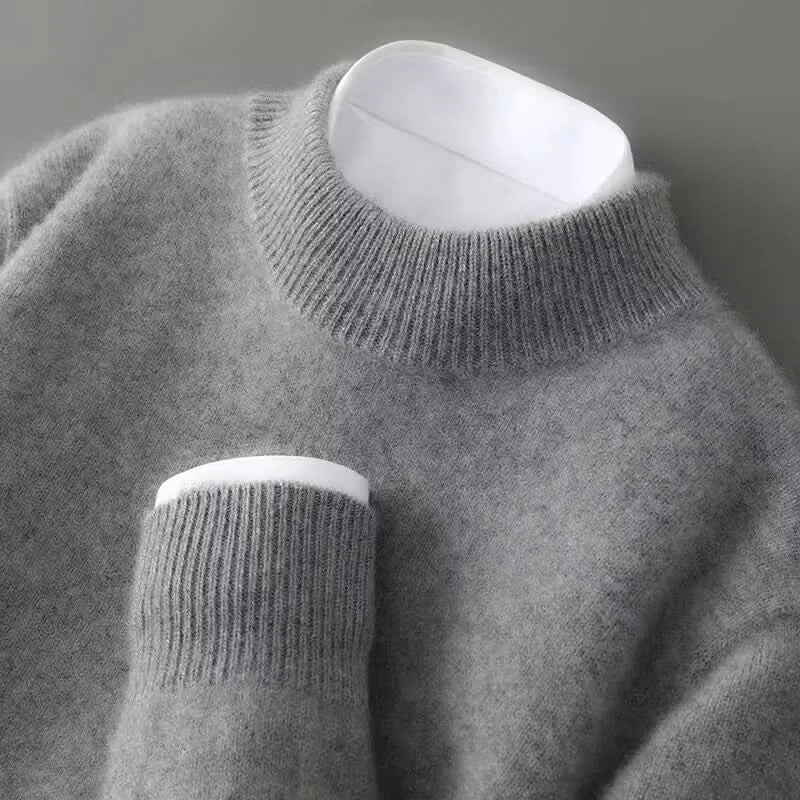 Cashmere Mock Neck Jumper – Grey