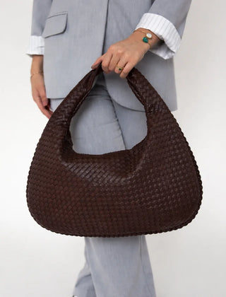 Woven Hobo Shoulder Bag – Brown