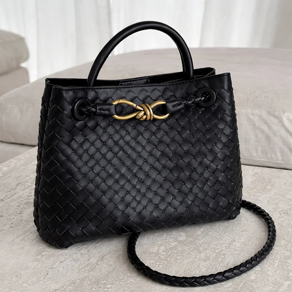 Woven Vegan Leather Tote Bag