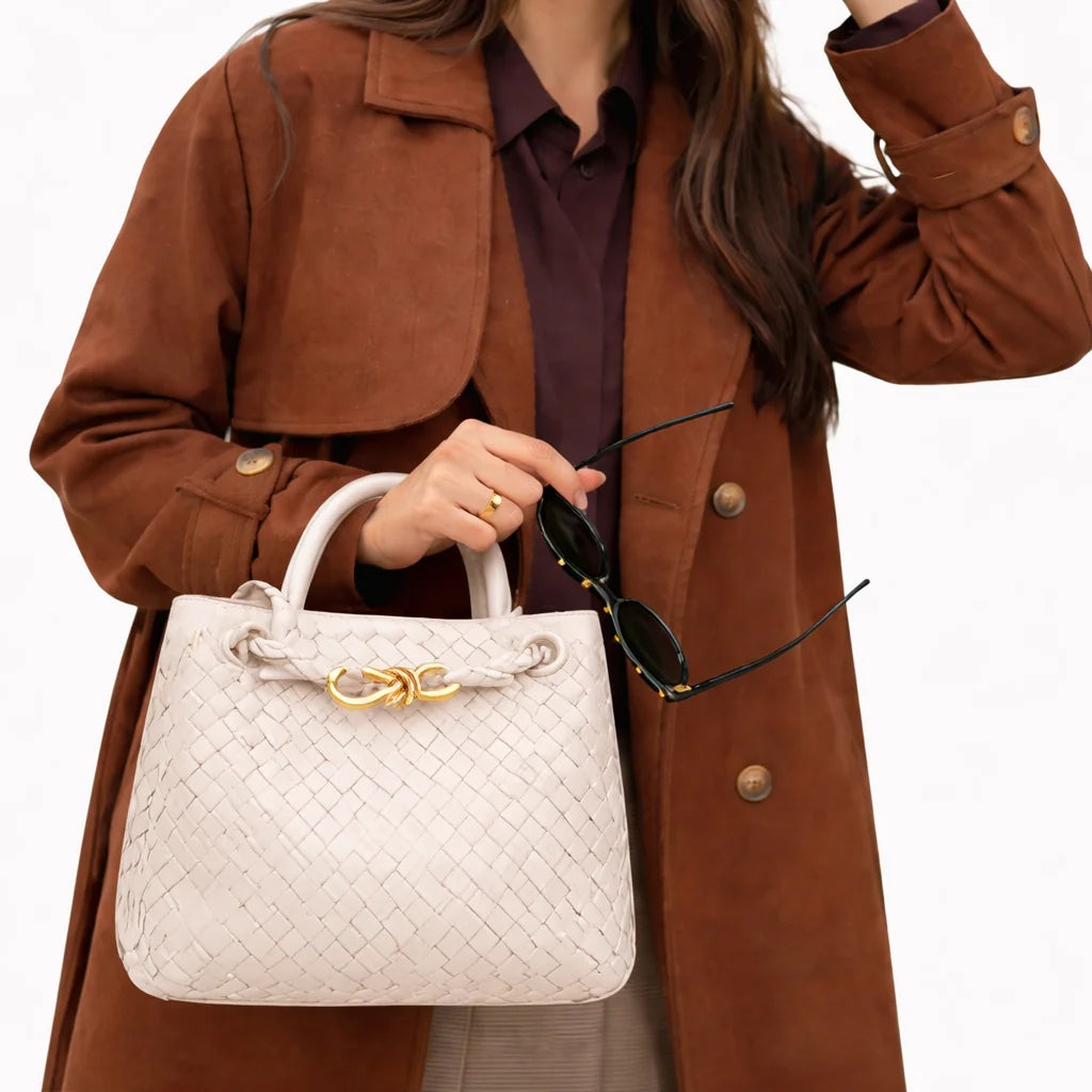 Woven Vegan Leather Tote Bag