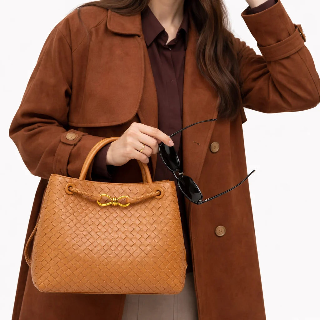Woven Vegan Leather Tote Bag