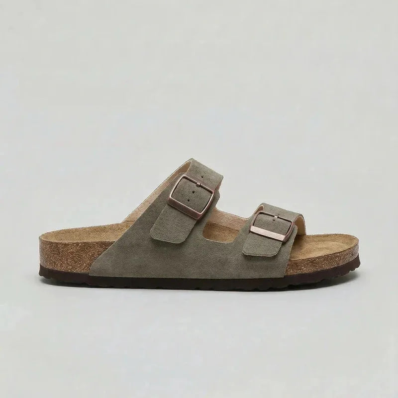 Double-Strap Buckle Sandals – Green