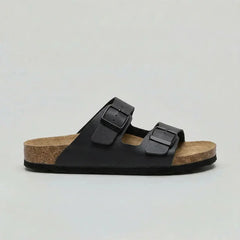 Double-Strap Buckle Sandals – Black
