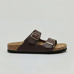 Double-Strap Buckle Sandals – Brown