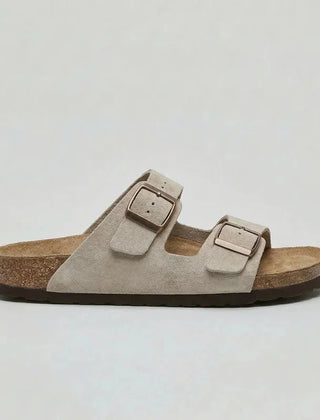 Double-Strap Buckle Sandals – Beige