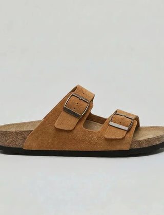 Double-Strap Buckle Sandals – Bronze