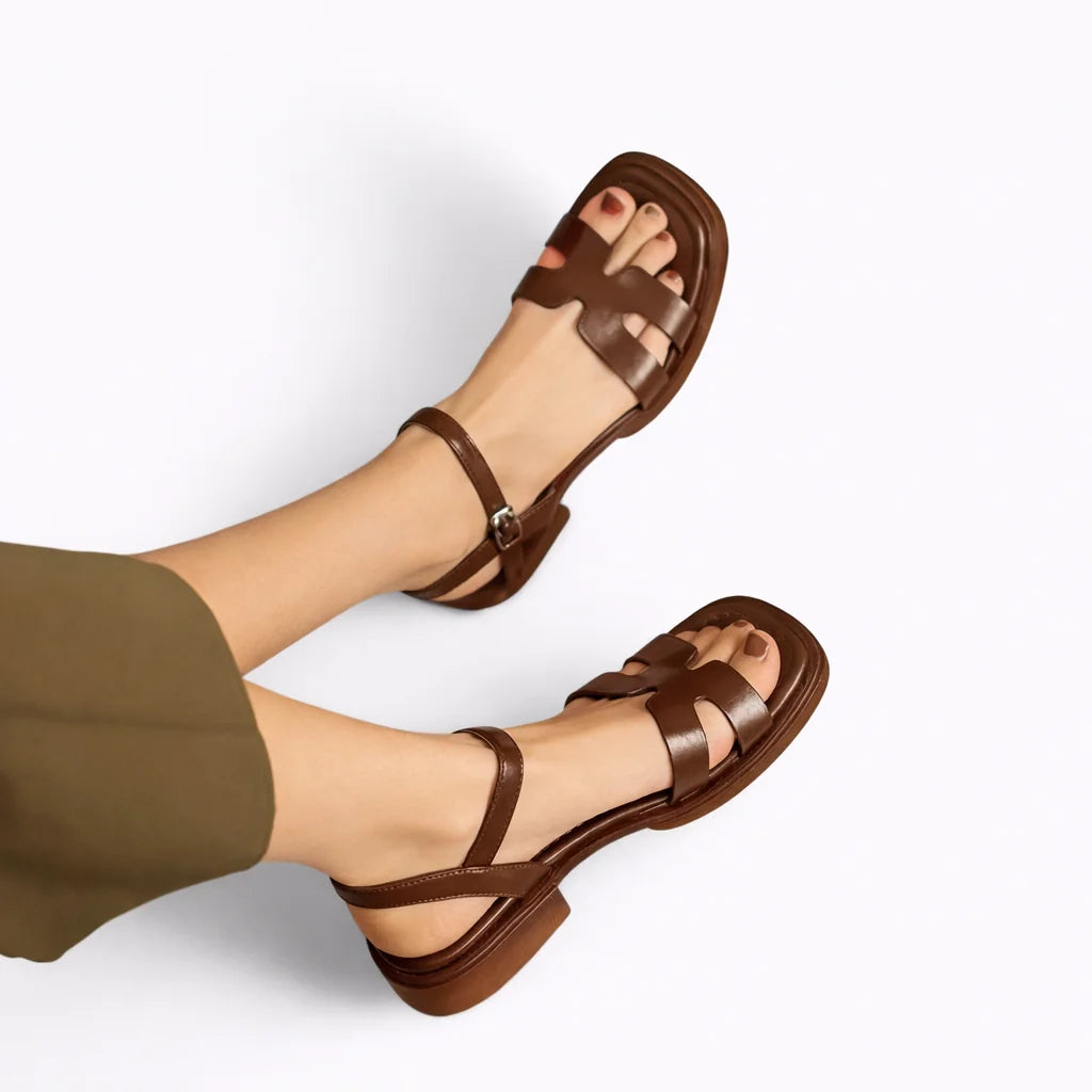 H-Strap Flat Sandals – Brown