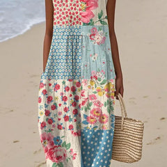 Relaxed Sleeveless Midi Dress – Multicolor