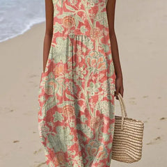 Relaxed Sleeveless Midi Dress – Orange