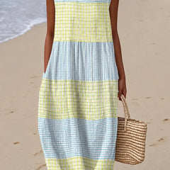 Relaxed Sleeveless Midi Dress – Yellow
