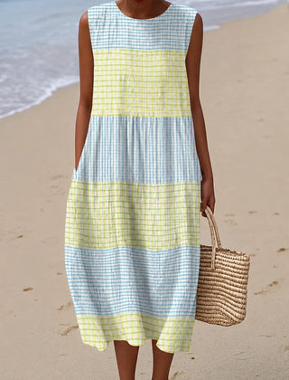 Relaxed Sleeveless Midi Dress – Yellow