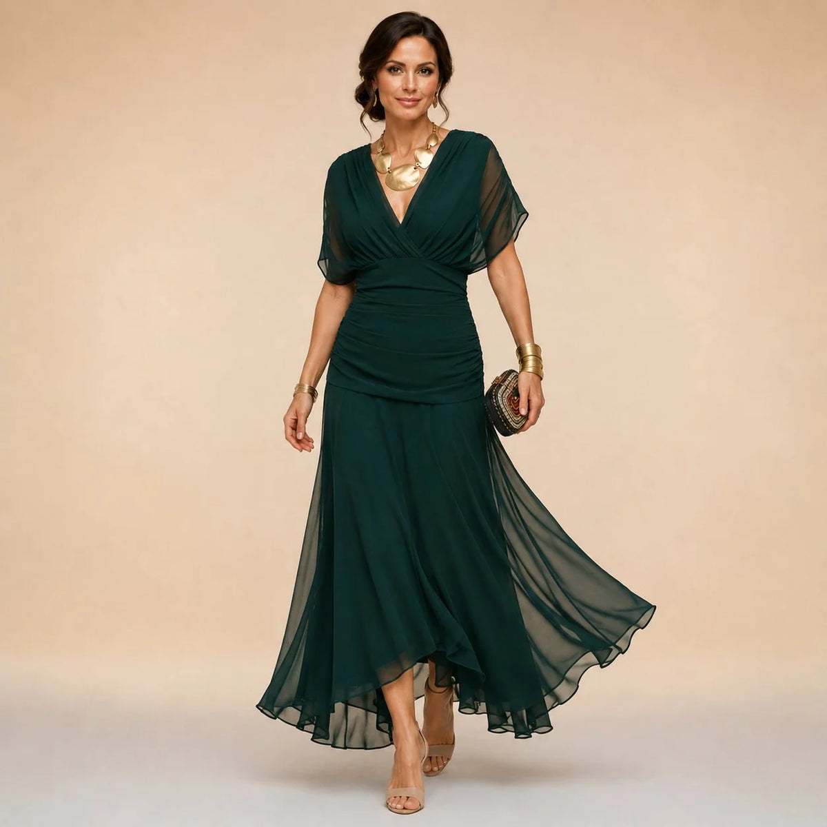 Elegant Ruched Maxi Dress