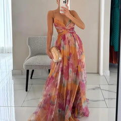 Abstract Print Maxi Dress