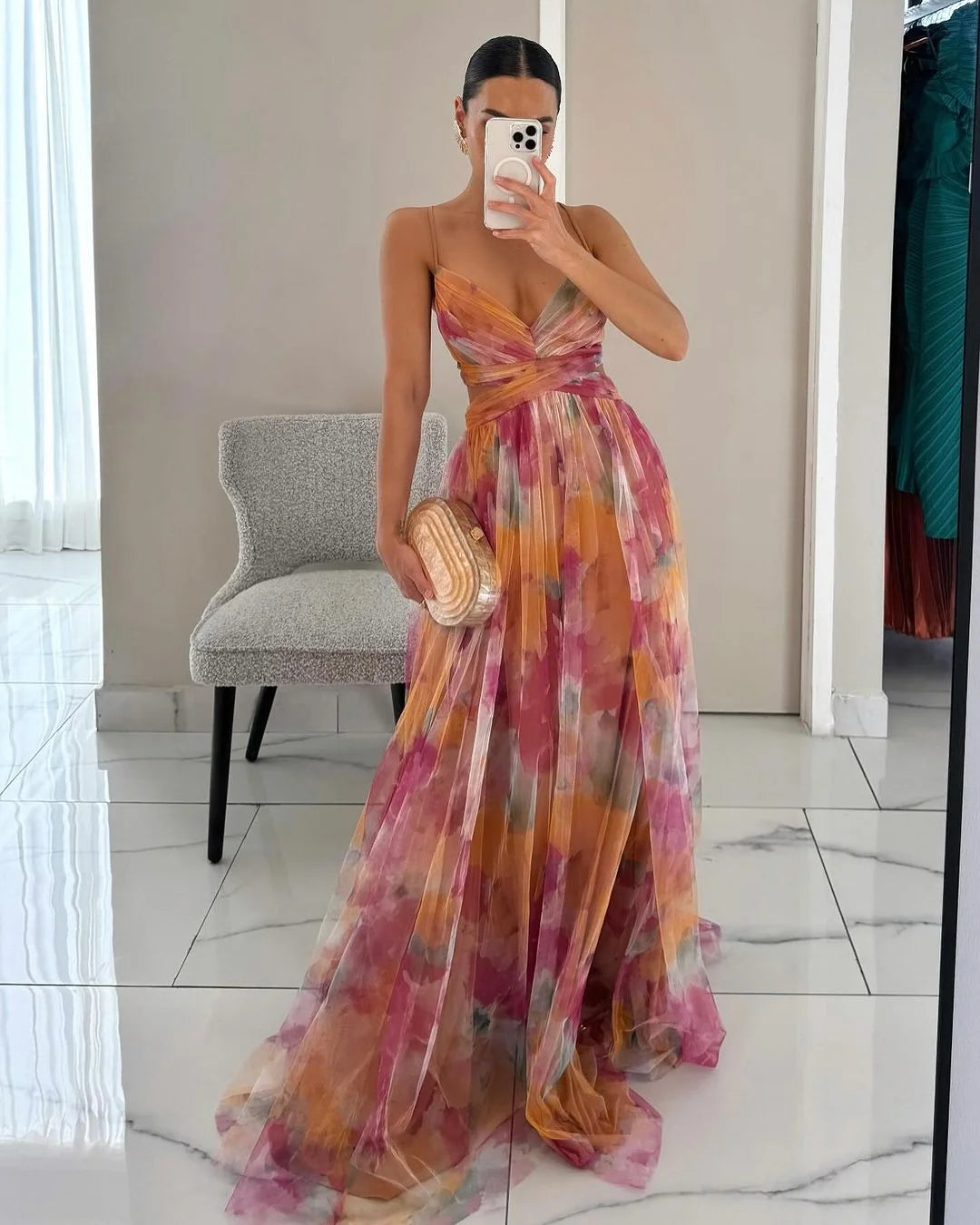 Abstract Print Maxi Dress