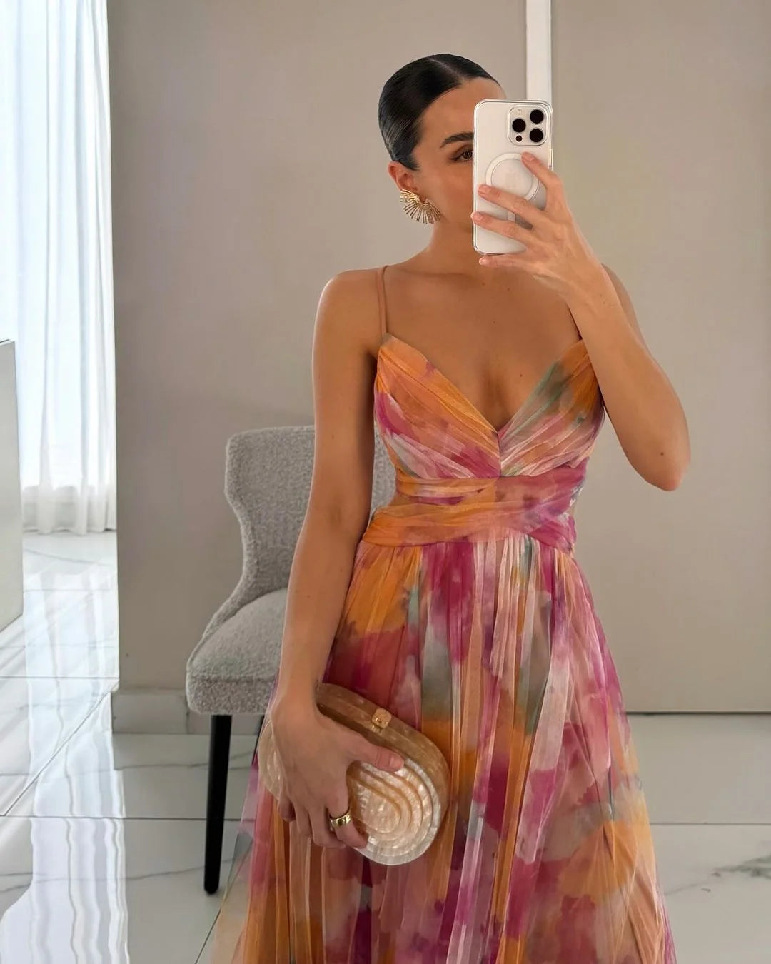 Abstract Print Maxi Dress