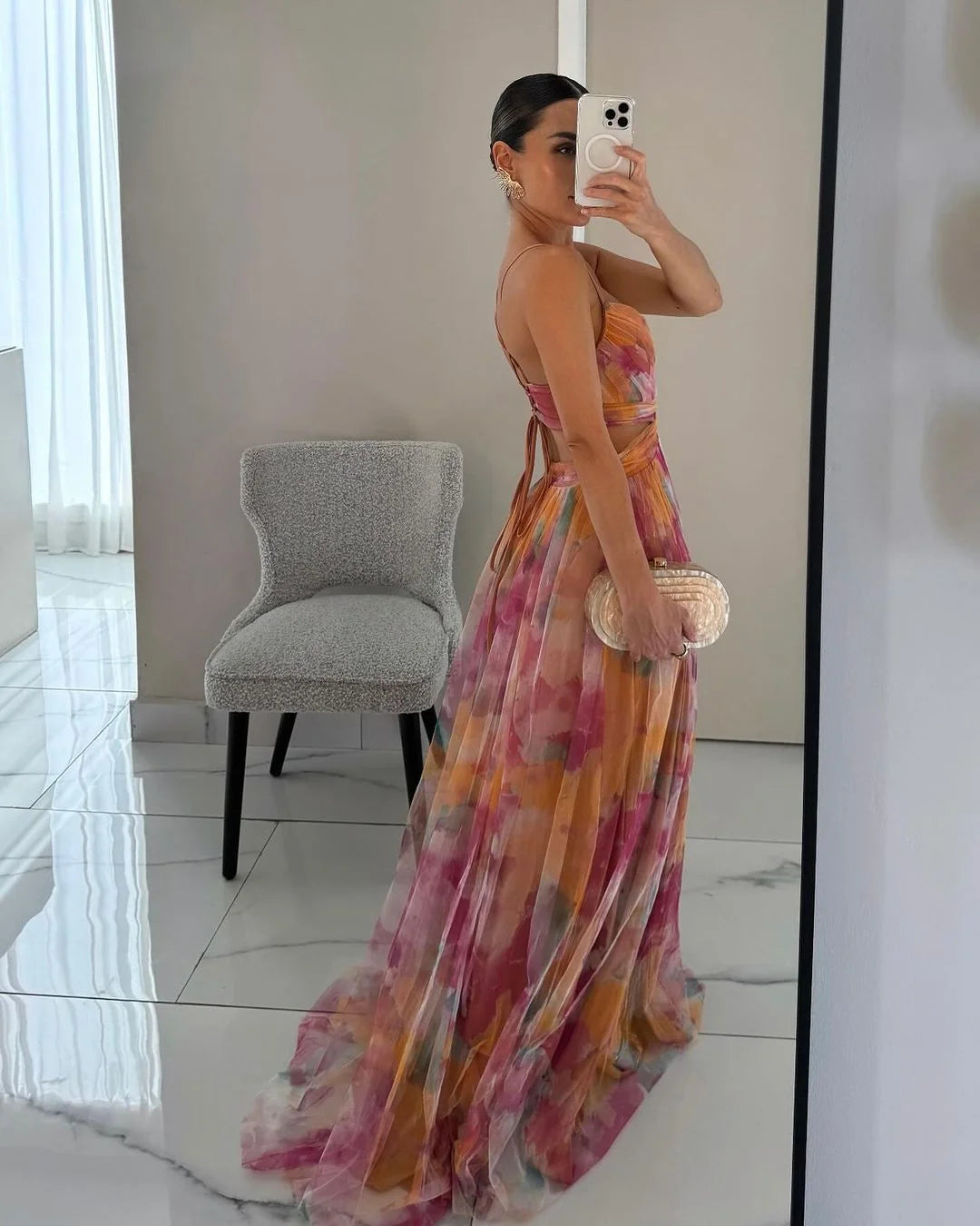 Abstract Print Maxi Dress