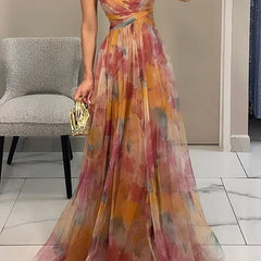 Abstract Print Maxi Dress