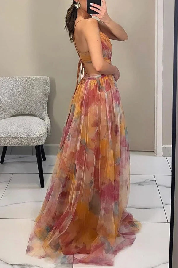 Abstract Print Maxi Dress