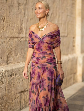 Flowing V-Neck Maxi Dress – Purple