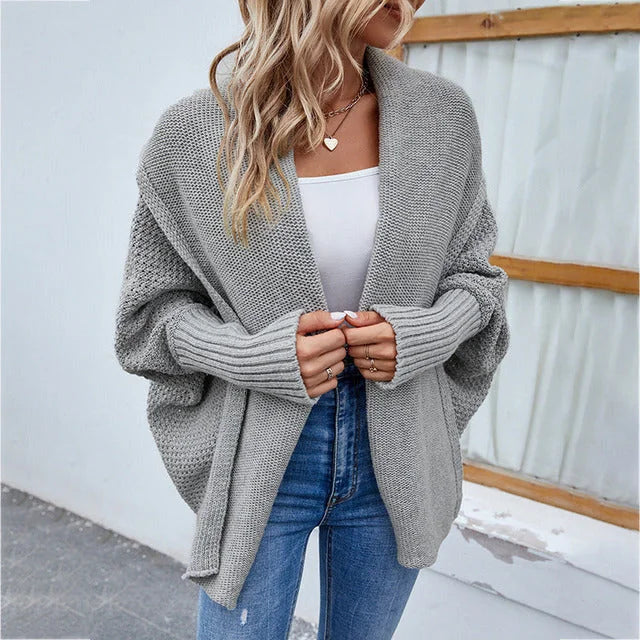 Oversized Shawl Collar Cardigan – Grey