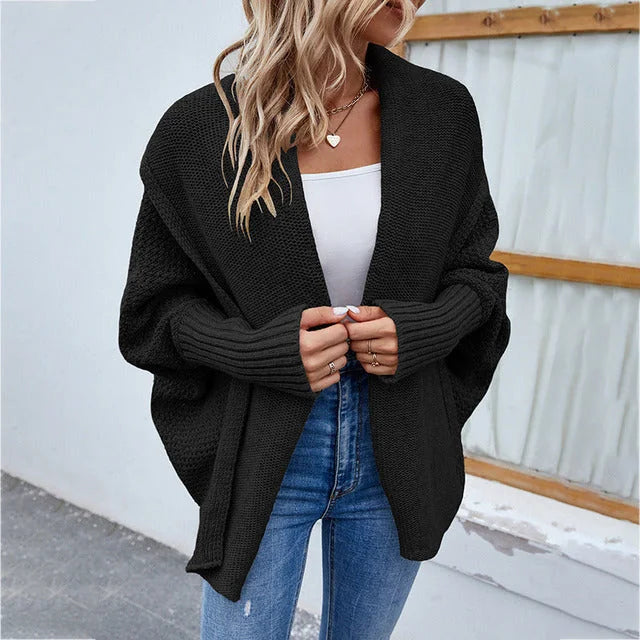 Oversized Shawl Collar Cardigan – Black