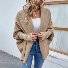 Oversized Shawl Collar Cardigan – Khaki
