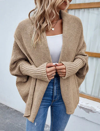 Oversized Shawl Collar Cardigan – Khaki