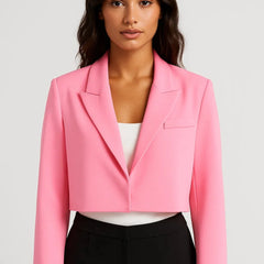 Cropped Tailored Blazer – Pink