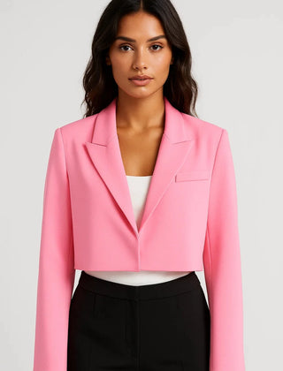 Cropped Tailored Blazer – Pink