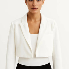 Cropped Tailored Blazer – White