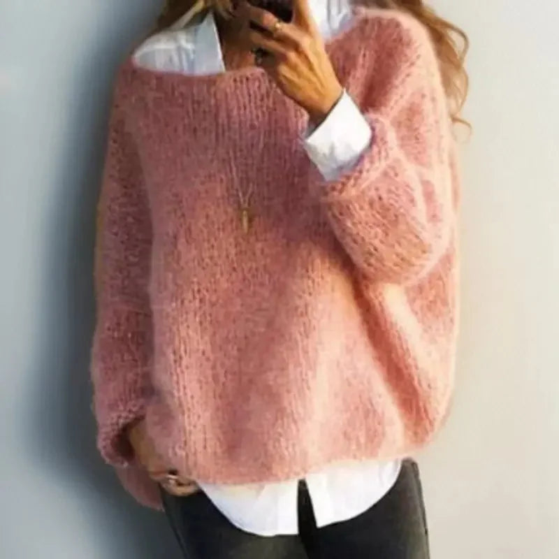 Oversized Mohair Blend Jumper – Light Pink