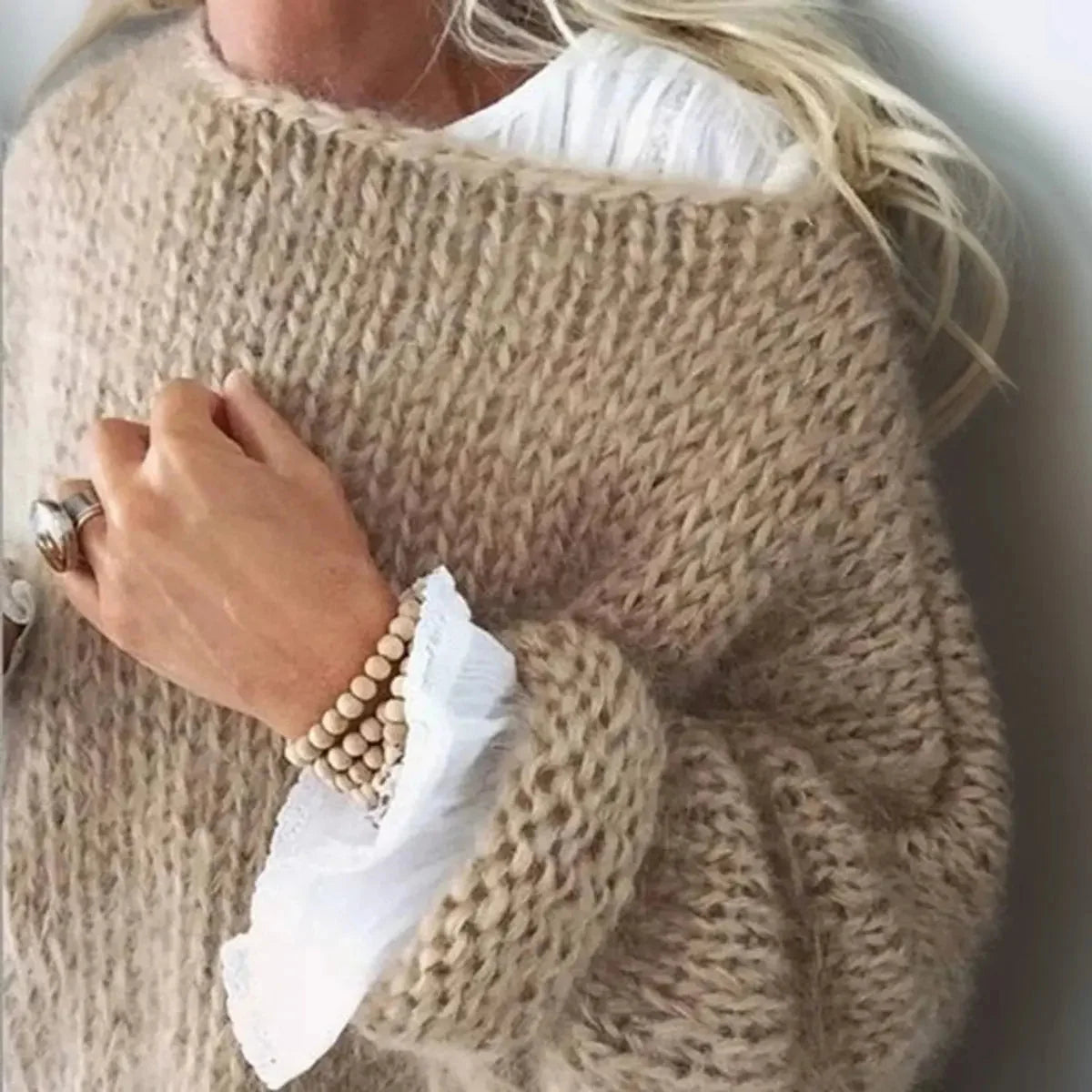 Oversized Mohair Blend Jumper – Khaki