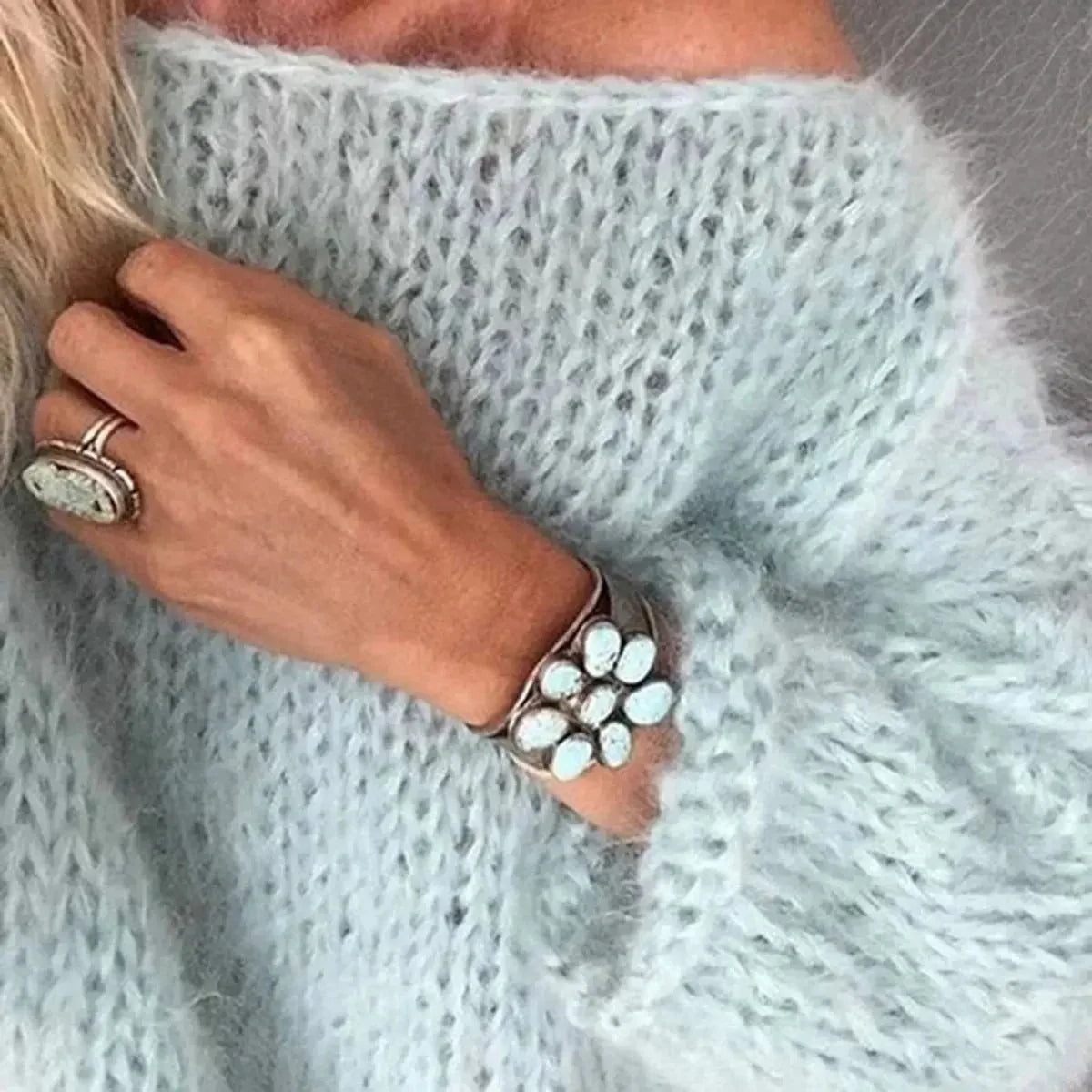 Oversized Mohair Blend Jumper – Light Blue