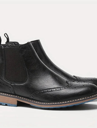 Brogue Wingtip Chelsea Boots – Black