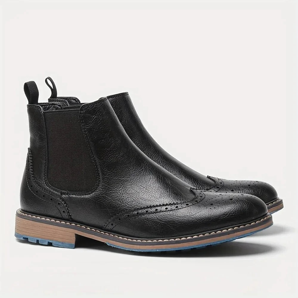 Brogue Wingtip Chelsea Boots – Black
