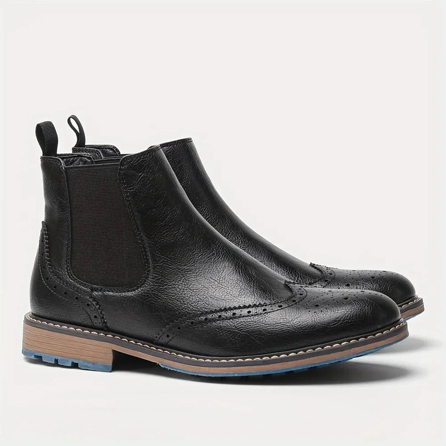 Brogue Wingtip Chelsea Boots – Black