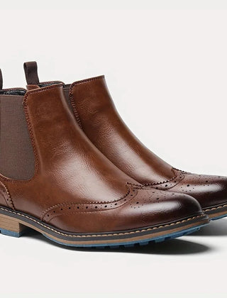 Brogue Wingtip Chelsea Boots – Brown