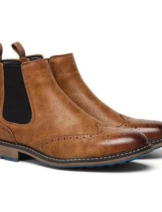 Brogue Wingtip Chelsea Boots – Light Brown