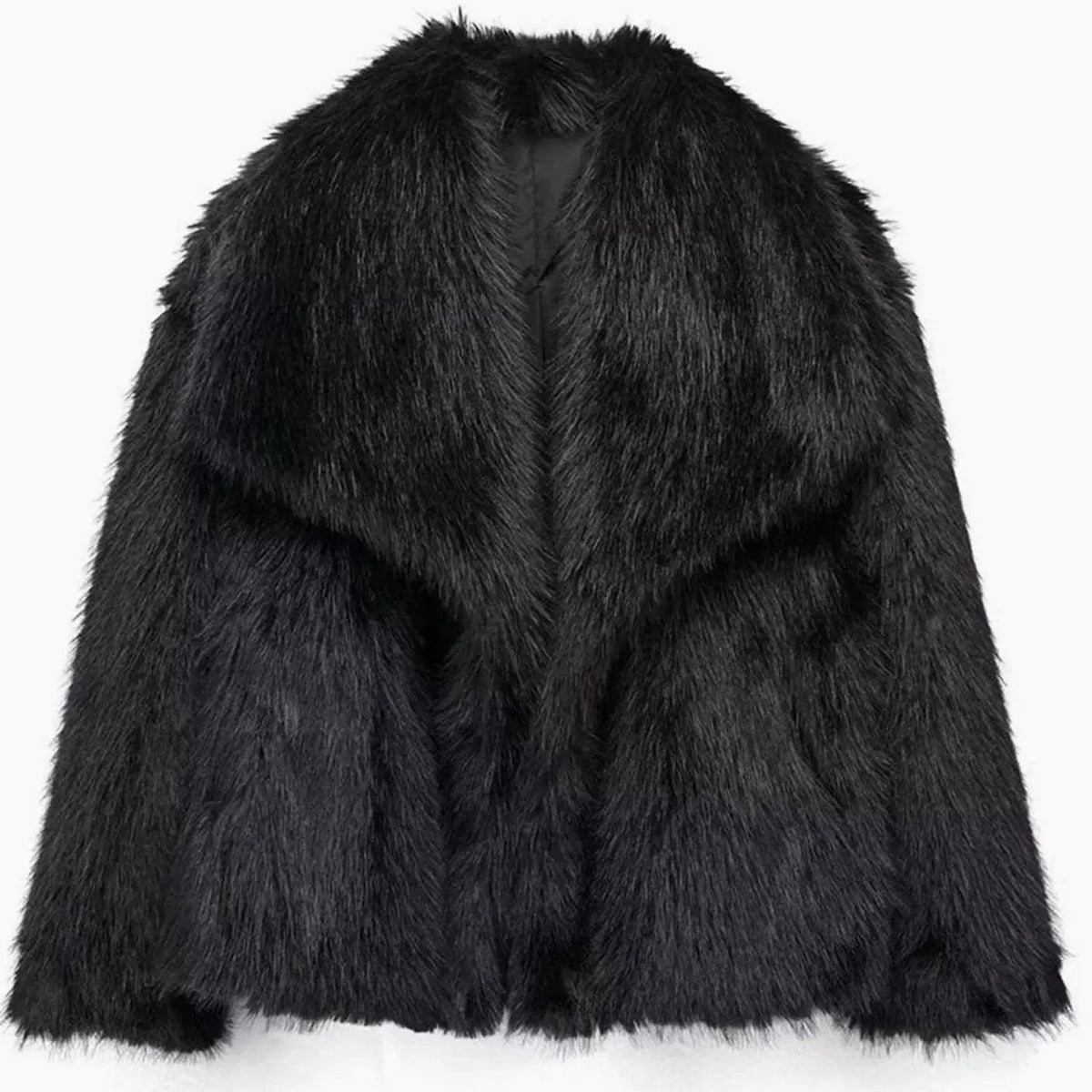 Cropped faux fur jacket in Black