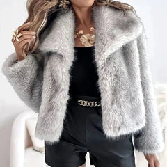 Cropped faux fur jacket in Grey